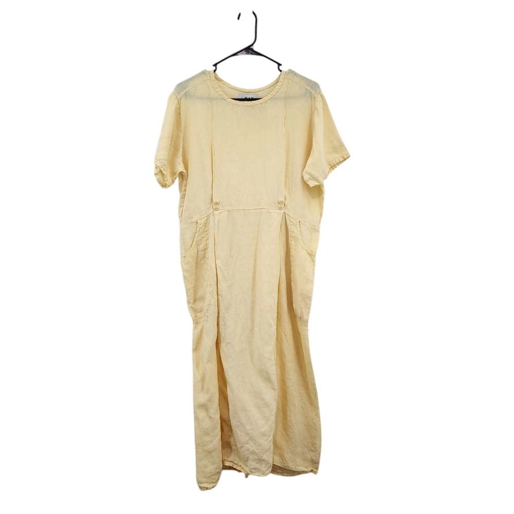 Flax by Jeanne Engelhart Women's 100% Linen Pleated Midi Dress - S